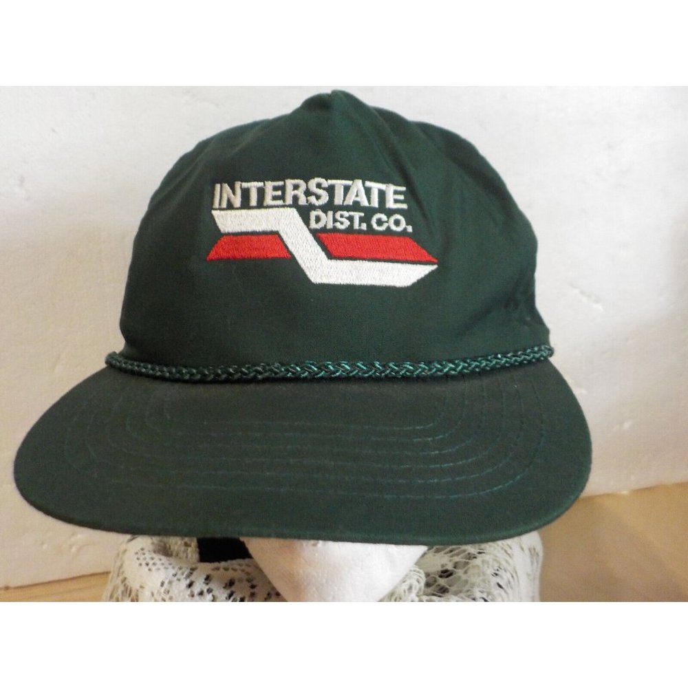 Interstate Dist. Co. Embroidered Rope Band Ratchet Strap Dark Green Hat Ball Cap